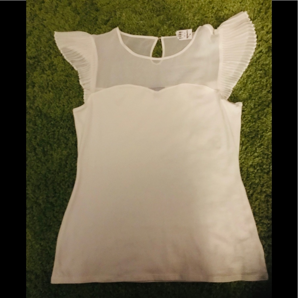Dainty cream ruffle shoulder top